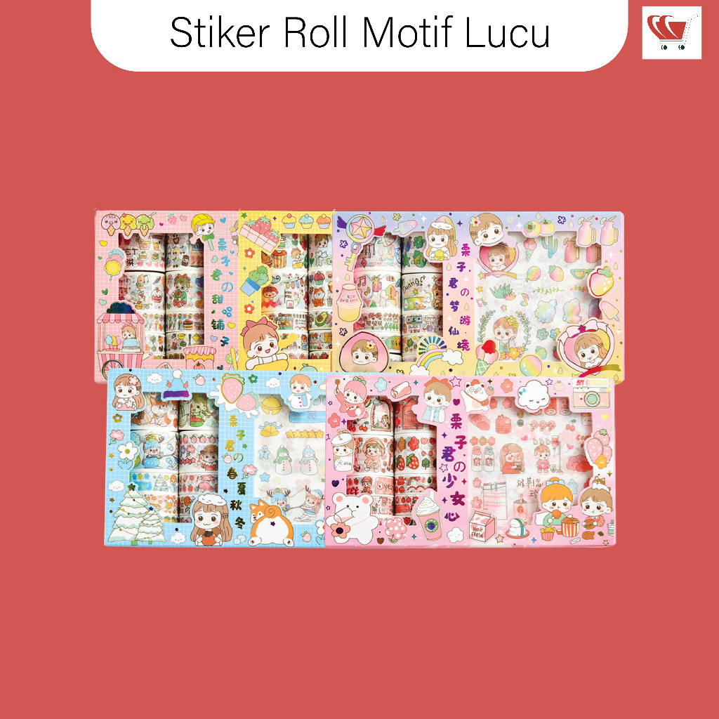 

Cocomoca Stiker Momo 2in1 Washi Tape Roll / Washi Tape Roll Masking Sticker / Stiker Momo Hadiah Scrap Book