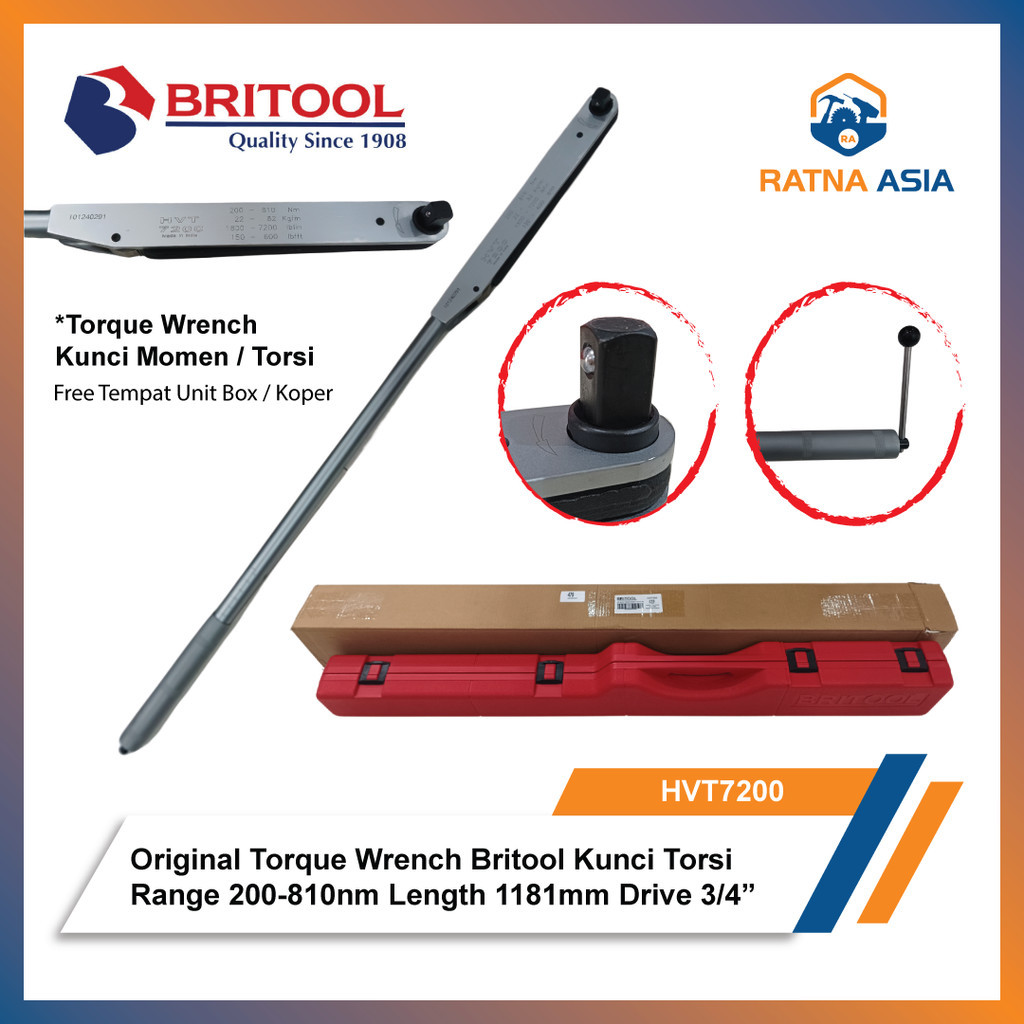 Britool HVT7200EX Kunci Torsi Kunci Momen 3/4" Torque Wrench HVT 7200