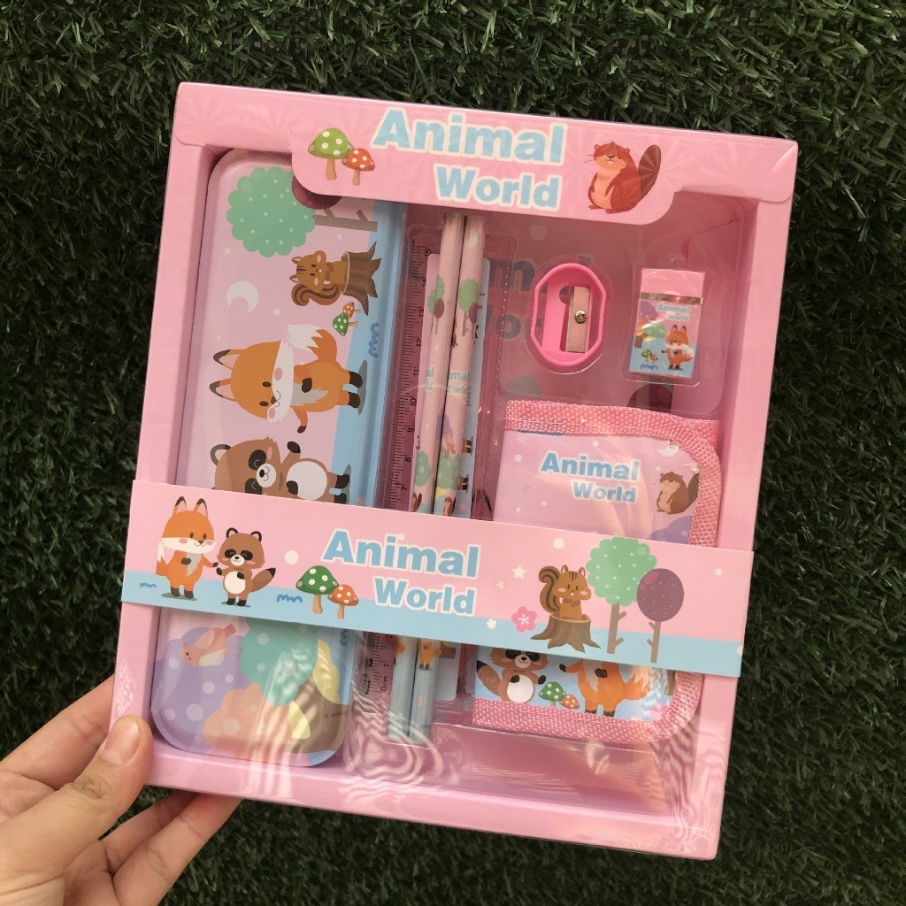 

DL OFFICIAL (ATS06) Kotak Pensil Anak Set 7 In1 Stationery Untuk Hadiah Anak Sekolah / Kotak Pensil Karakter Murah Stationery Set 8in1 / Alat Tulis Set
