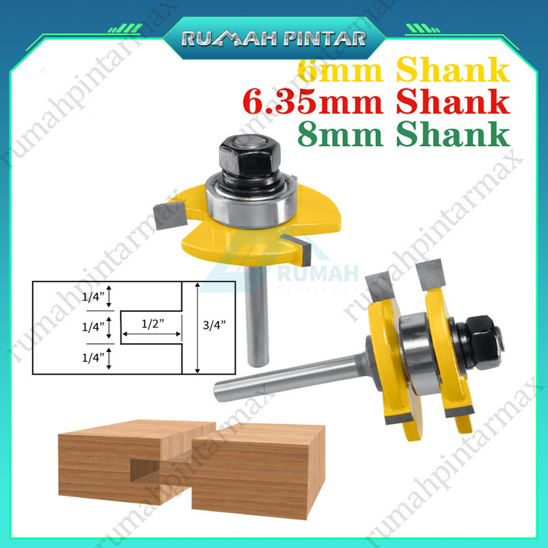1/4 MATA ROUTER PROFIL SAMBUNGAN KAYU PANEL PINTU SLOT SET TONGUE & GROOVE AS 6MM MATA PROFIL KAYU