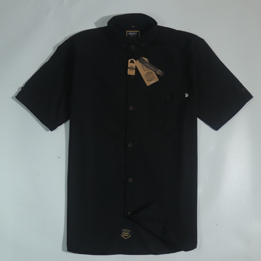 Brill Eighty Eight - Kemeja Polos Pendek Kahfi Black 88 P4403