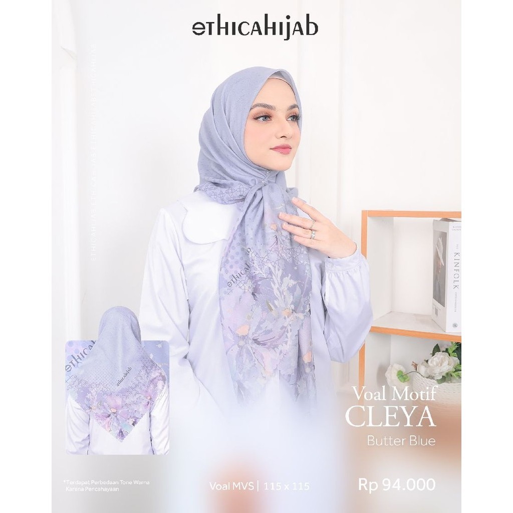 ETHICA HIJAB Voal Motif Cleya Warna Pastel Hijab segiempat Terbaru