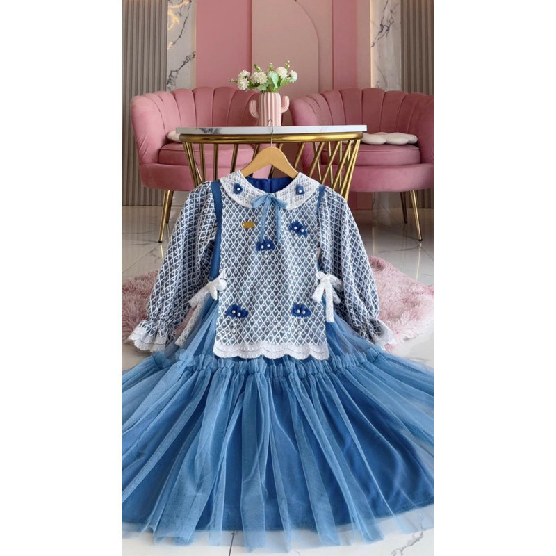 Belva Dress Korean Kids Gamis Brukat Anak Terbaru/gamis rompi anak
