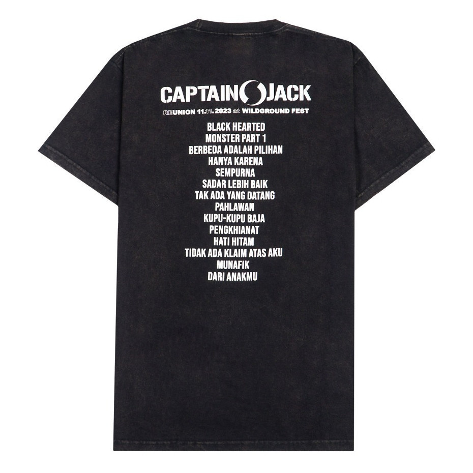 Leisure STARCROSS X CAPTAIN JACK - CJ SONGLIST - Hitam Wash kaos Original Cotton Fashion Unisex Tshi