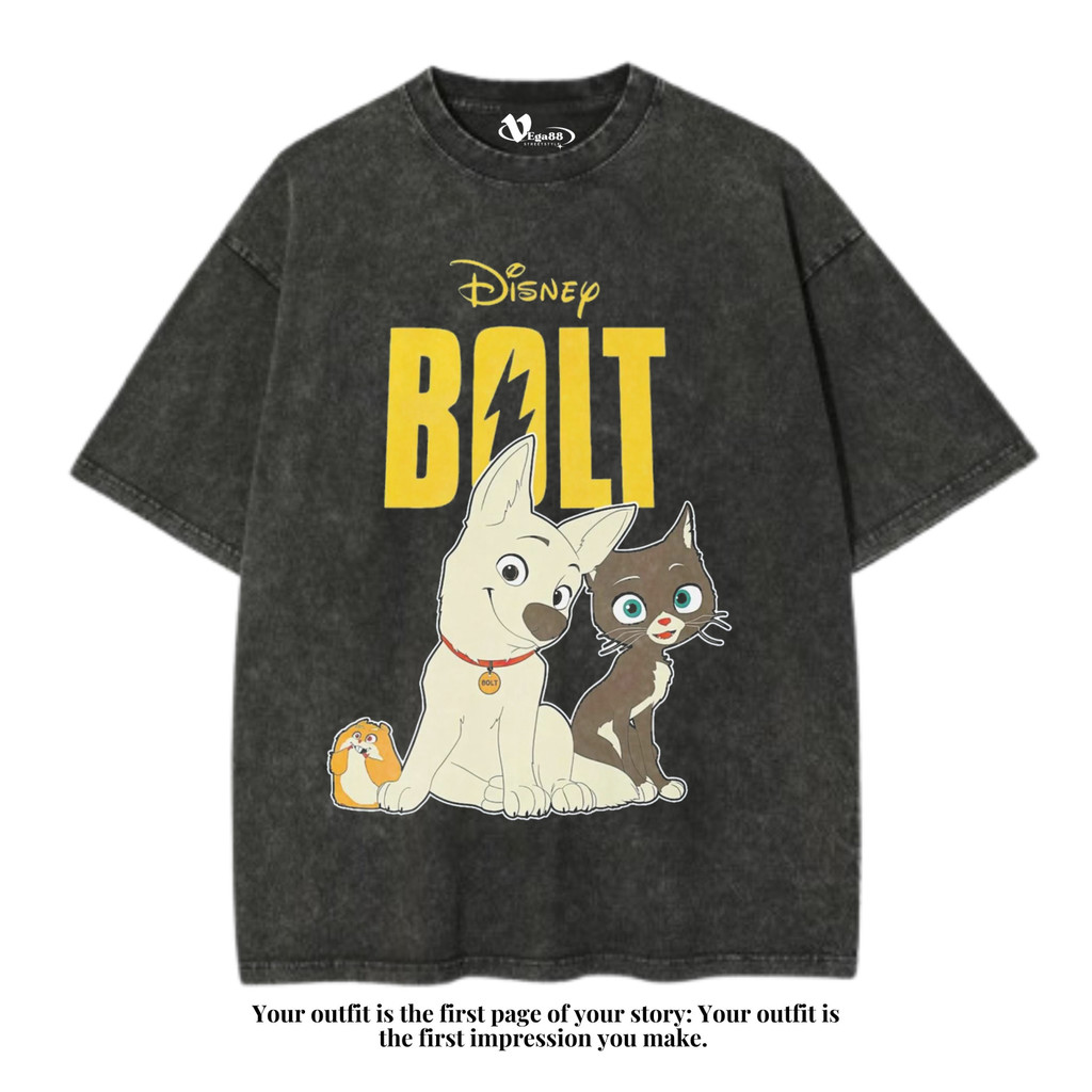 VEGA88 *disney bolt* Kaos oversize | t-shirt oversized | kaos washed | washing | vintage tee