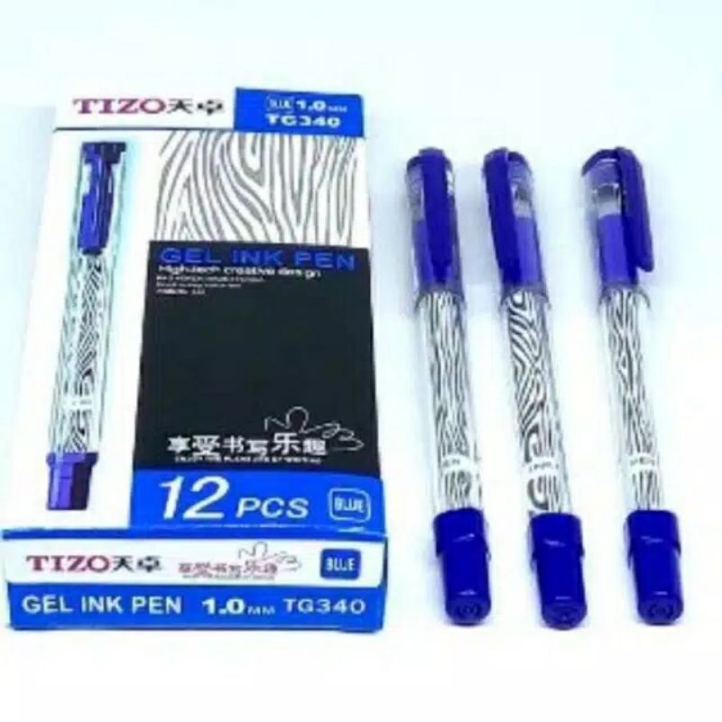 

TIZO TG340 1.0mm BIRU Bolpen pena Gel ink pen 1Pack / 12Pcs