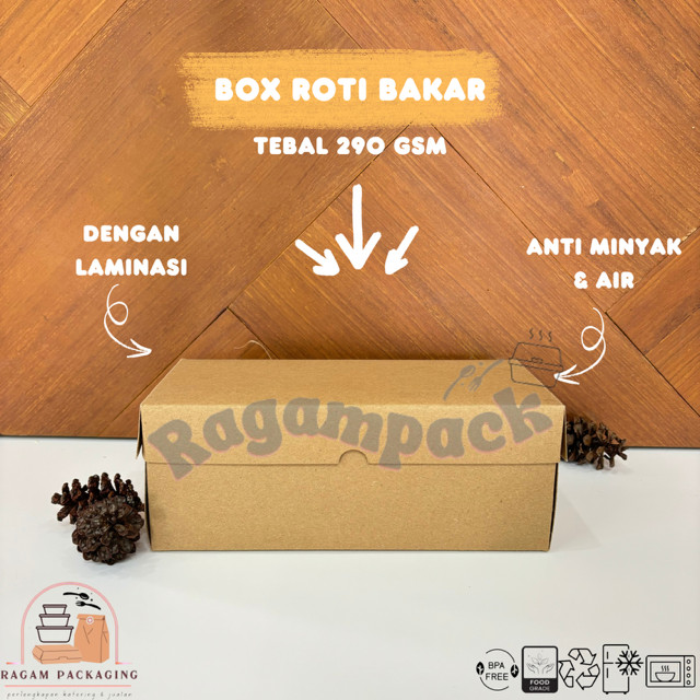 Kotak Box Roti Bakar LAMINASI Kraft 290 gsm ukuran 21x9.5x8 cm / Dus Roti Bakar / Dus Roti Gembong B