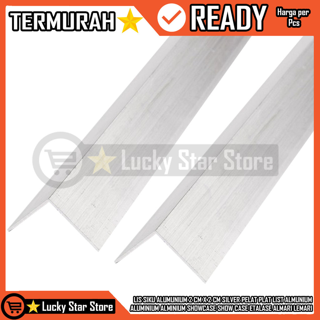 Siku Lis Aluminium 2 cm x 2 cm List Almunium Alminium Lemari Etalase Rak Silver Kanal Ch Kanopi Siku