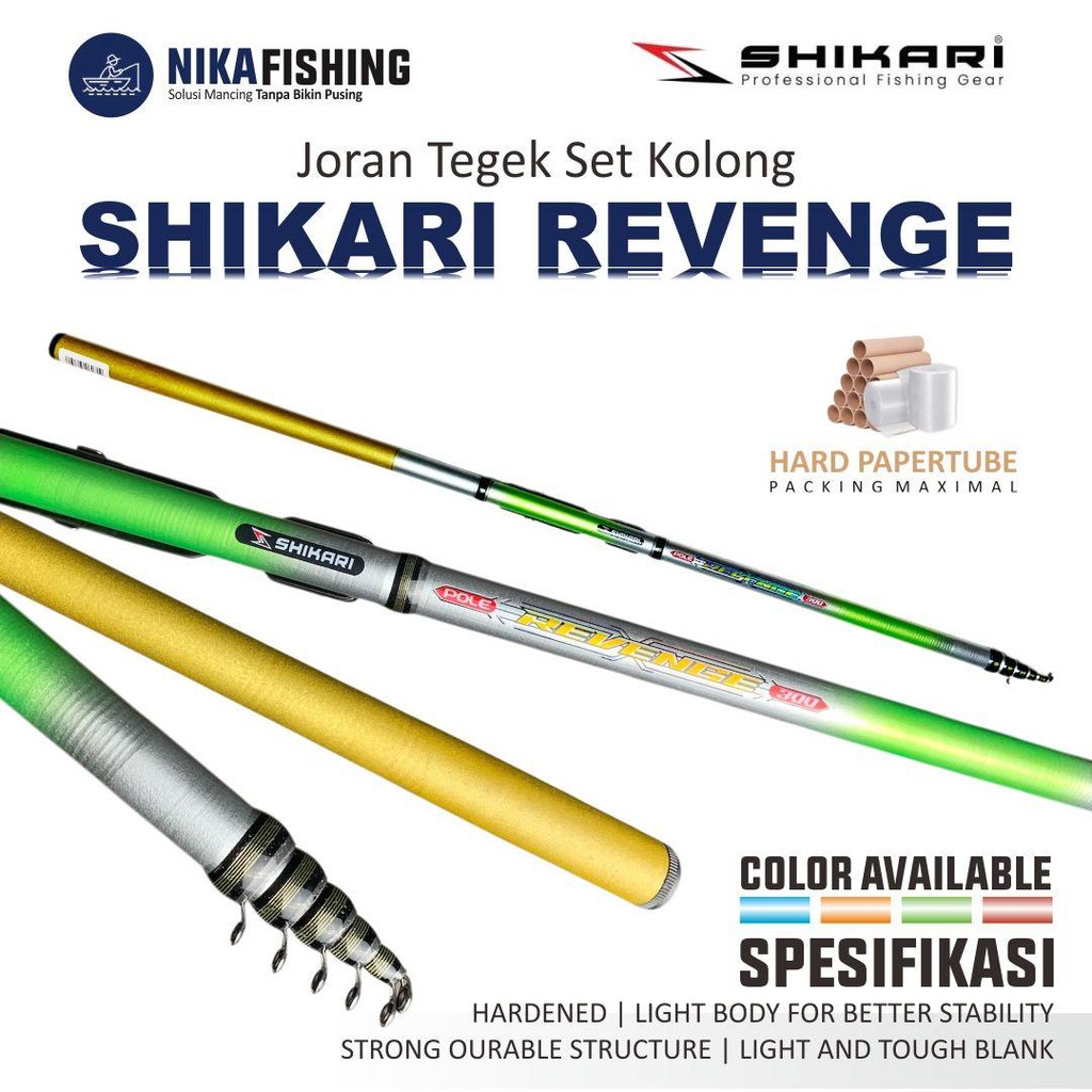Joran Pancing Tegek Fiber Solid Shikari Revenge Set Kolong dan Set Komplit Siap Pakai 180 210 240 27