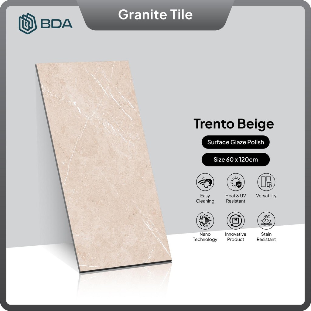 BDA Granite Tile Granit 60x120 Granit 120x60 Keramik Lantai Keramik Dinding Trento Beige