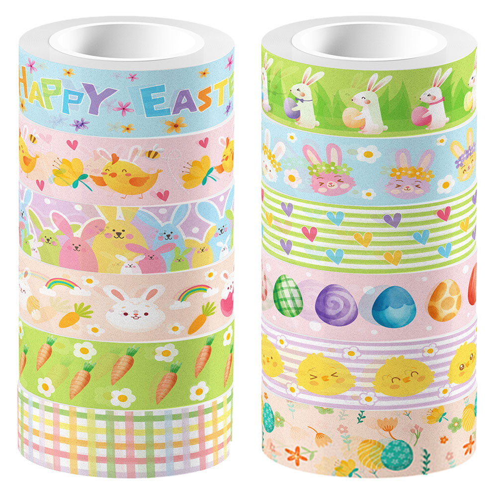 

12 Rolls Easter Tape Stamp Washi Tapes Scrapbook Scrapbooks Decorative Stickers Craft DIY Paper Scrapbooking