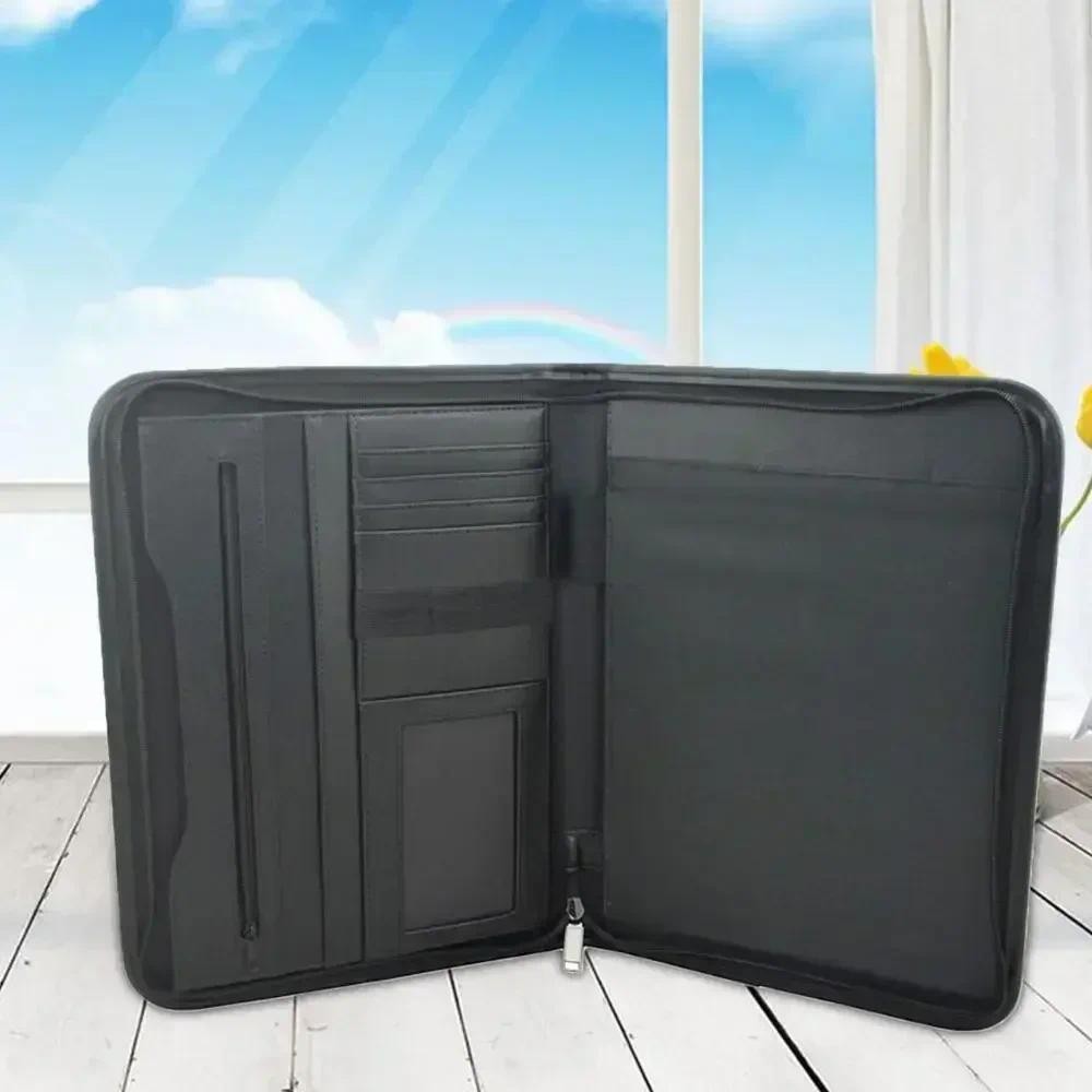 

Calculator Portfolio Multifunctional Case Document Leather Folder Bag With Organizer PU Professional Conference Business
