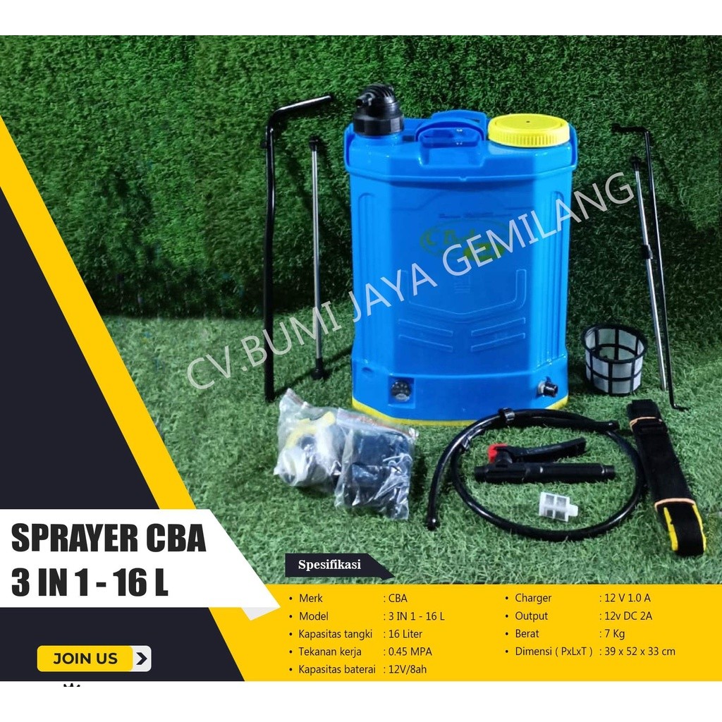 ALAT SEMPROT HAMA / SPRAYER ELEKTRIK 3IN1 CBA 16 L