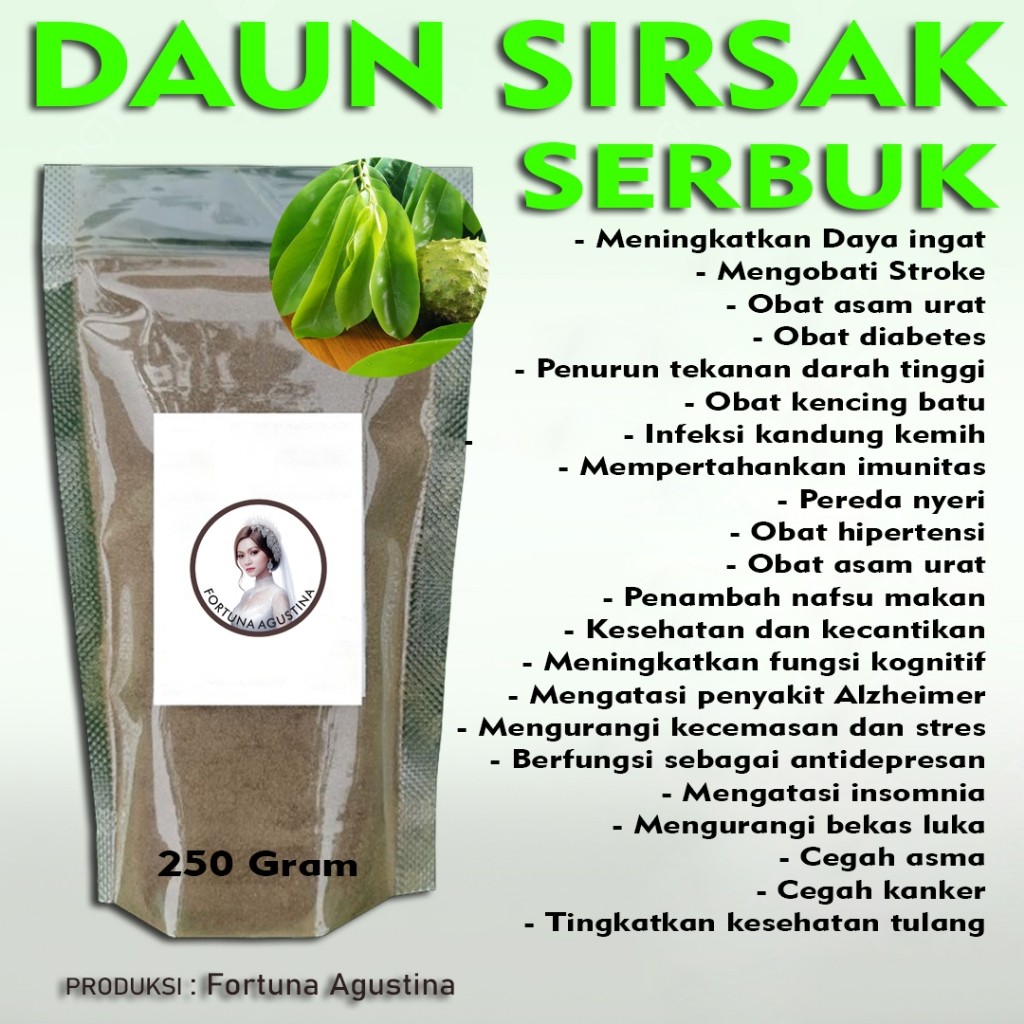 

Daun Sirsak Serbuk Meningkatkan Daya Ingat Dan Mencagah/Mengobati Stroke