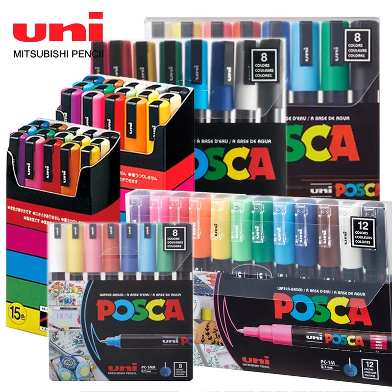 

Uni Acrylic Paint POSCA Marker Pen Set PC-5M PC-3M PC-1M Rock Rotuladores Marking Art Pens Graffitti Painting Supplies Paint Pen
