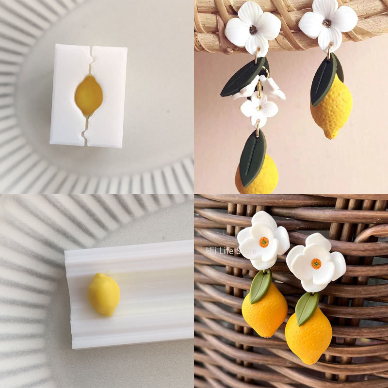 

Polymer Clay Push-Pull Mold 3D Lemon Chestnut Mushroom Shape Earrings Necklace Pendant DIY Outline Shape Polymer Clay Tools