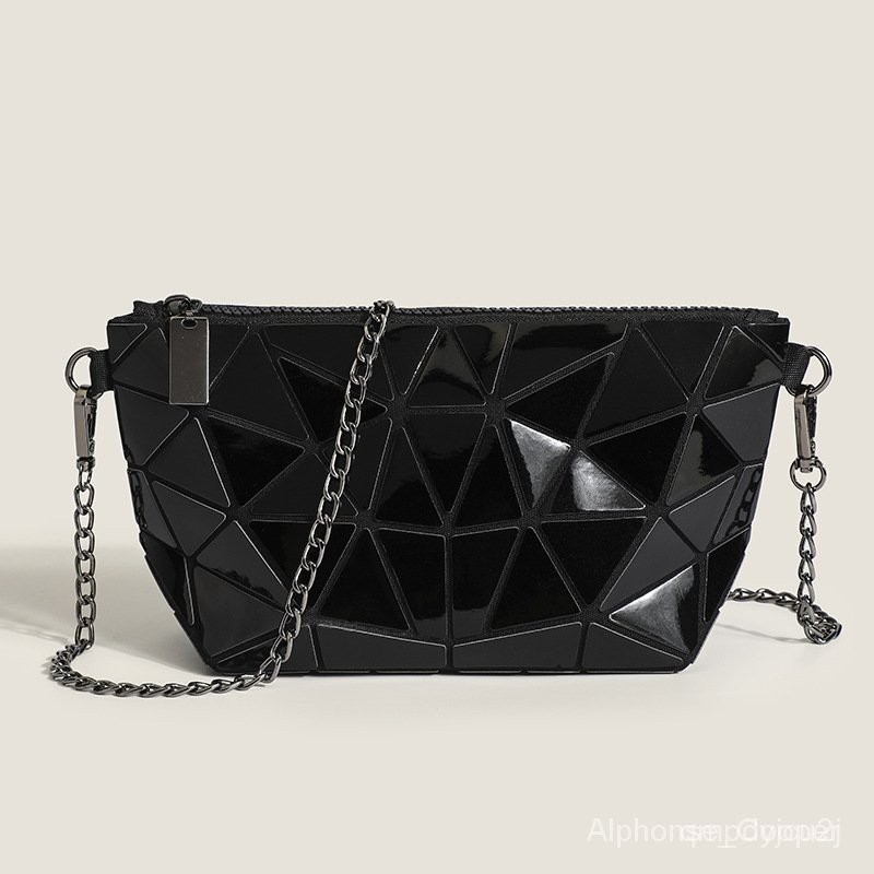 Special-Interest Design Geometric Rhombus Luminous Pouch Versatile Chain Shoulder Crossbody Bag