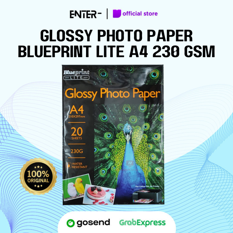 

Kertas Foto Glossy Photo Paper Poto BLUEPRINT Lite A4 10R 230 gsm Merak