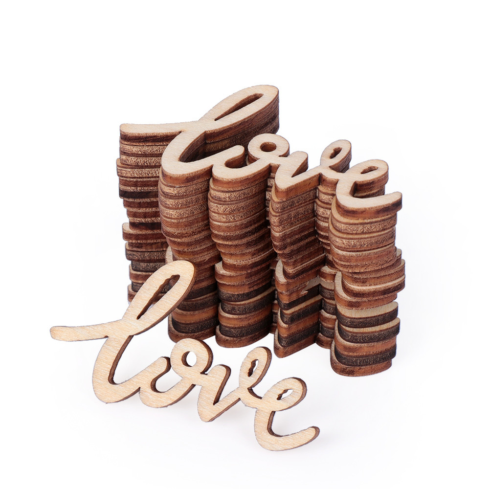 

18Pcs 55mm Wooden Valentine's Day Rustic Wooden Love Letters Chic Craft Scrapbook Confetti Wedding Anniversary Table Decoration