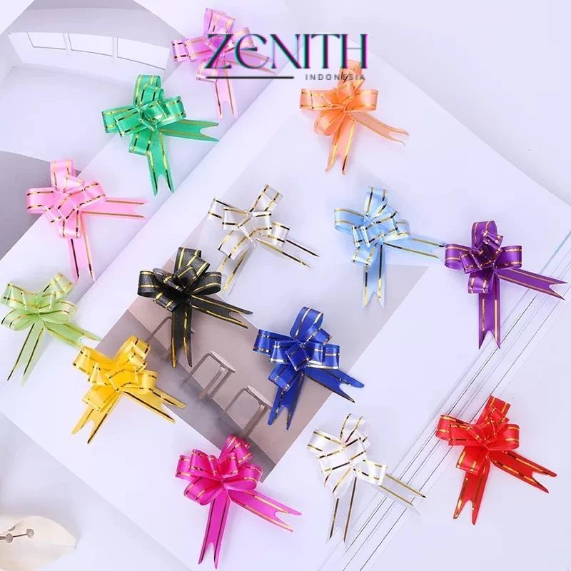 

Zenith - (1pack) Pita Tarik Motif / Pita Serut Motif Garis Lis Emas isi 10pcs Dekorasi