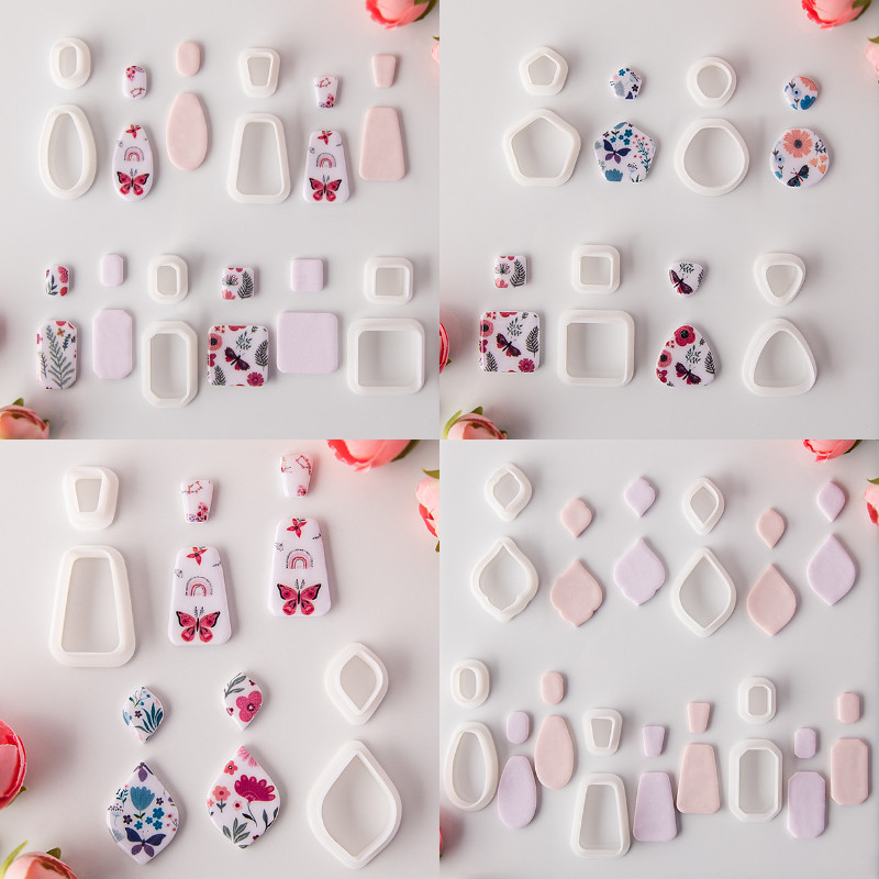 

2Pcs/Set Geometric Shaped Polymer Clay Cutters Mold Creative Graphics DIY Earring Pendant Jewelry Modeling Cutting Die Hand Tool