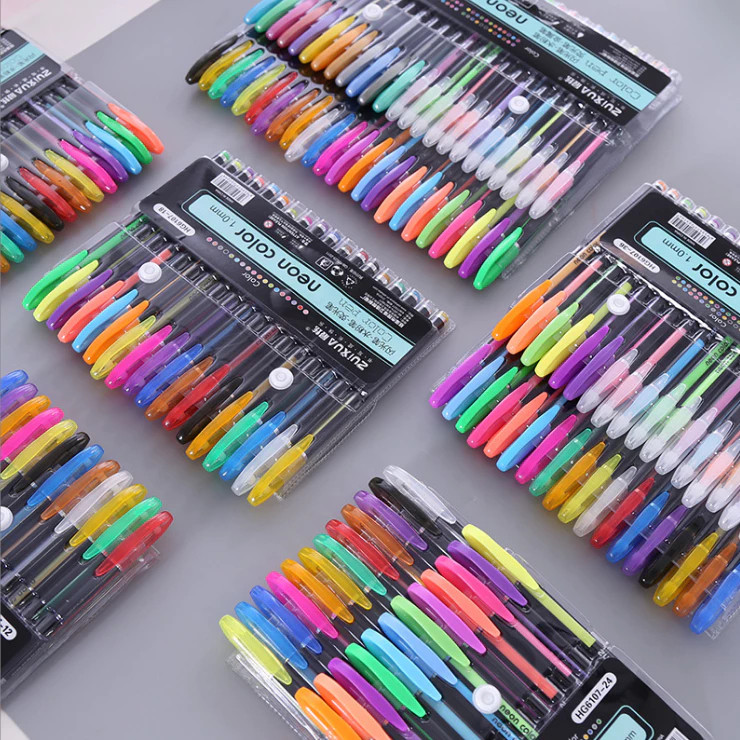 

Pulpen Warna Warni Tinta Colorful Gel Glitter Tulisan Berkilau 12pcs