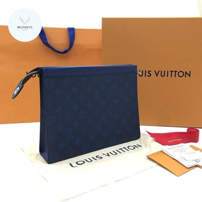 LV LOUIS VUITTON Pouch Voyage MM Pacific Blue monogram eclipse