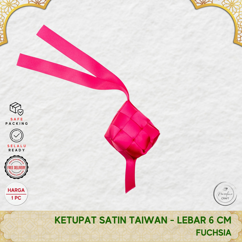 

Hiasan Ketupat Pita Satin 2 Sisi Isi Dakron Idul Fitri Besar Fuschia