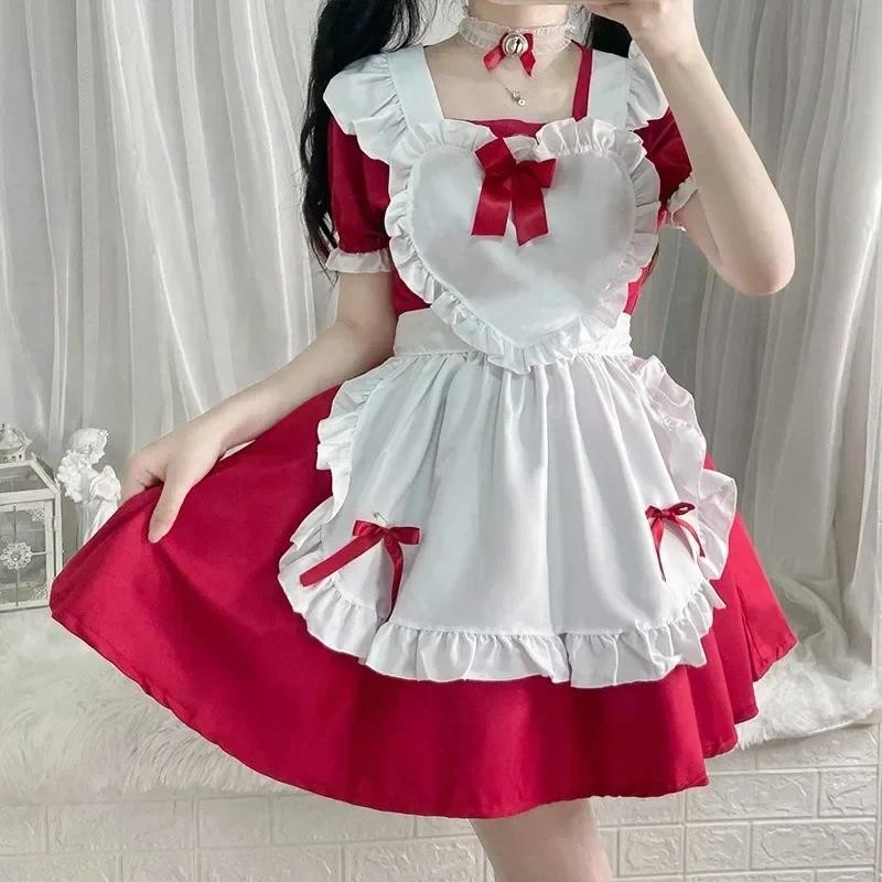 Alice Red Wine Sweet Maid Dress Lolita Cute Maid Dress Princess Lolita Dress Halloween Costumes for 