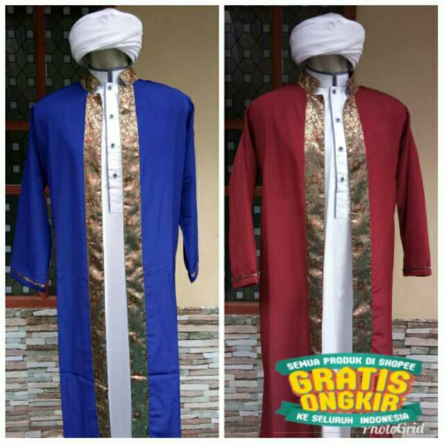 Jubah luara habib pria Motif batik kain high twis (hanya jubah luar terbuka) jubah buya/ Mewah