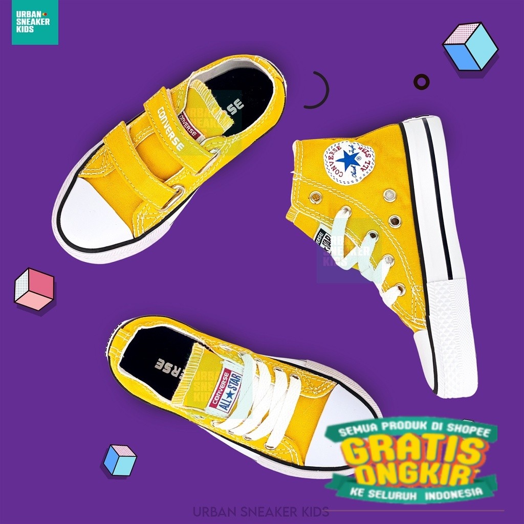 Converse Sepatu Anak Laki Laki dan Perempuan Import Warna Kuning Usia 1-10 Tahun - Urban Sneaker Kid
