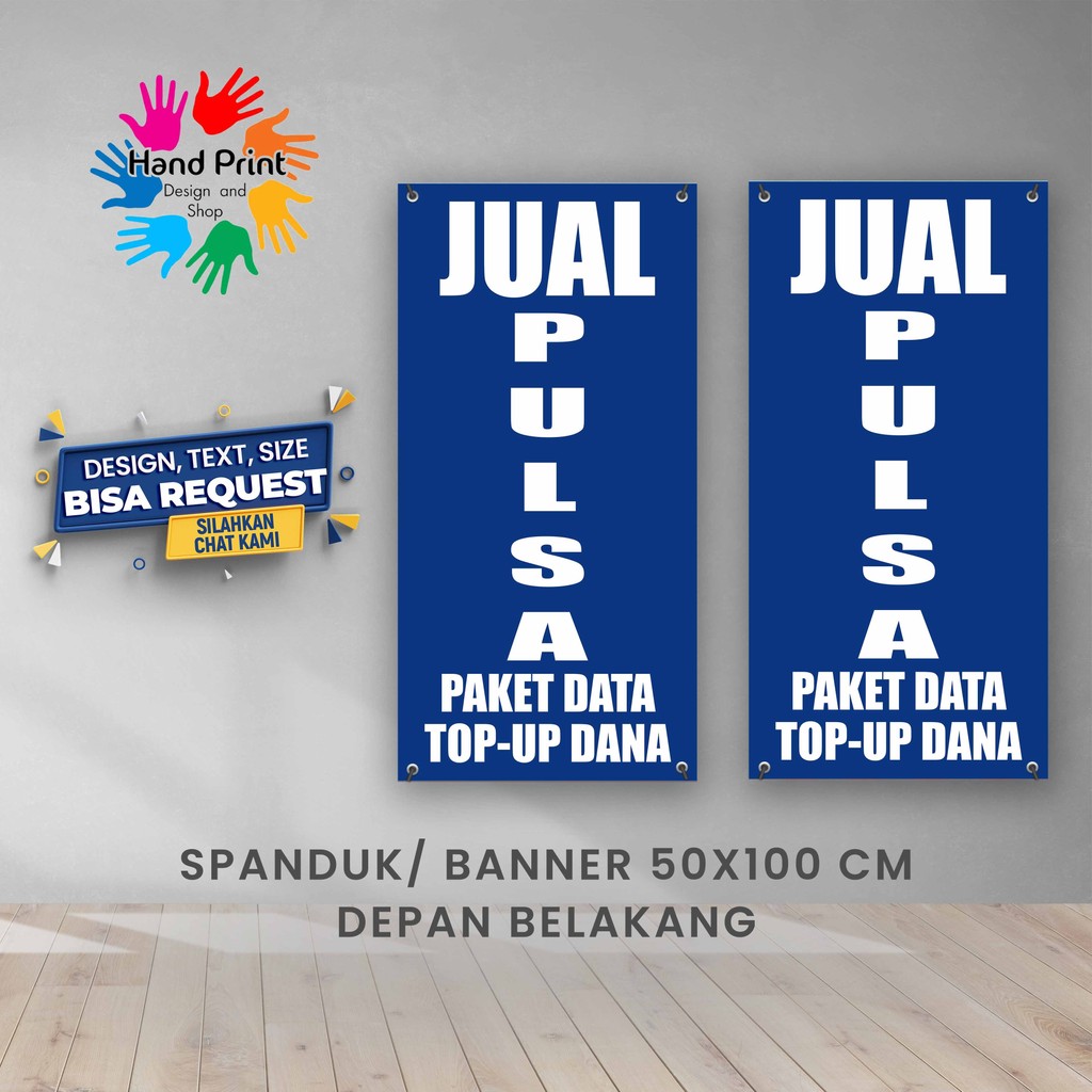 Spanduk Banner Jual Pulsa Gratis Memesan Desain Sepasang