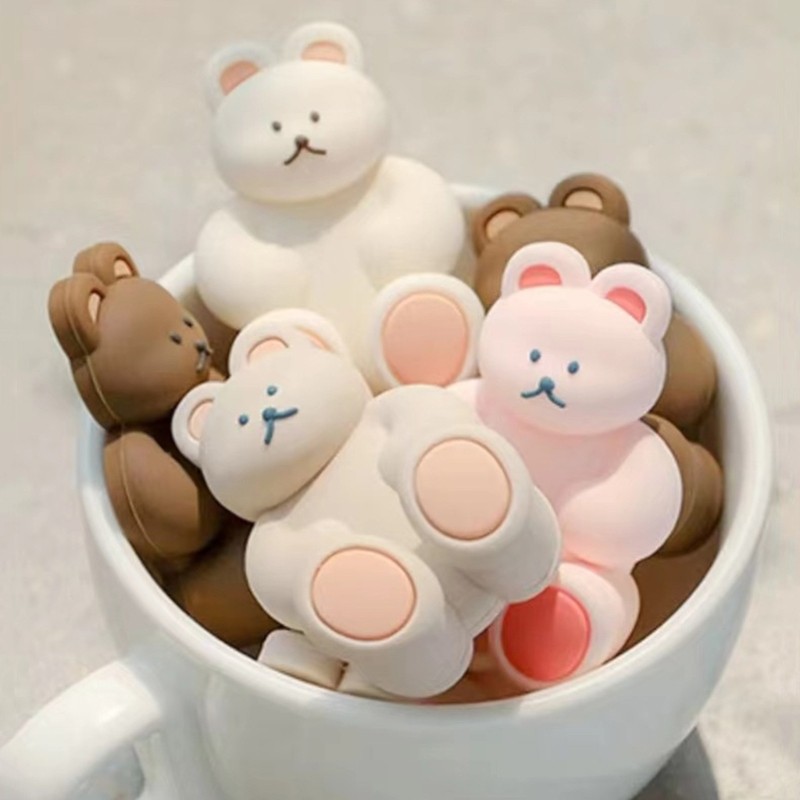 

Cartoon Bear Toothbrush Holder Wall-mounted Suction Cup Silicone Hook Sundries Storage Rack Bathroom Accessories