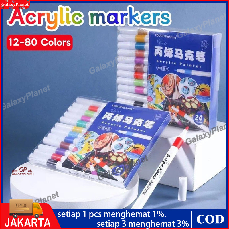 

24/36/48/60/72/80/96 Colors Akrilik Marker Set Spidol Akrilik Spidol DIY Painting Spidol Pastel Pulpen Diy Highlight Drawing Waena Baru