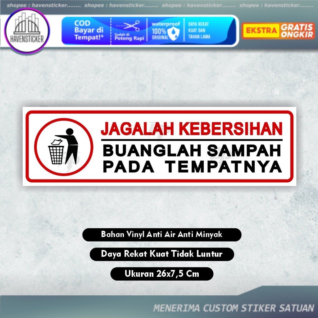 

Stiker Jagalah Kebersihan Buang Sampah Pada Tempatnya - Sticker Buanglah Sampah Pada Tempatnya - Stiker Buang Sampah - Stiker Sampah