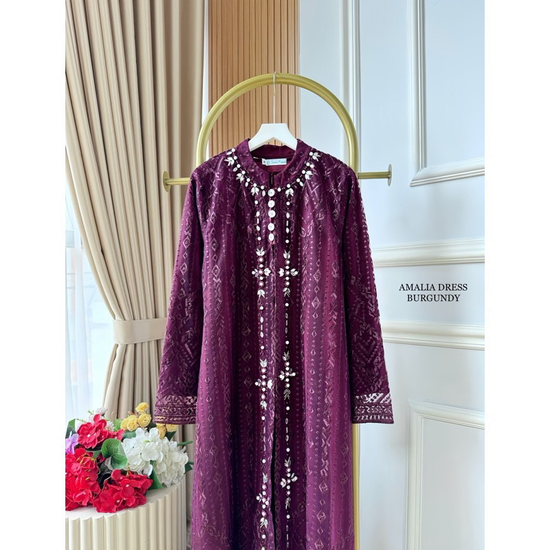 Lovika - Dress Nagita Tile Payet Mewah Exclusive Lebaran Muslim Gamis Pesta Kondangan Hajatan