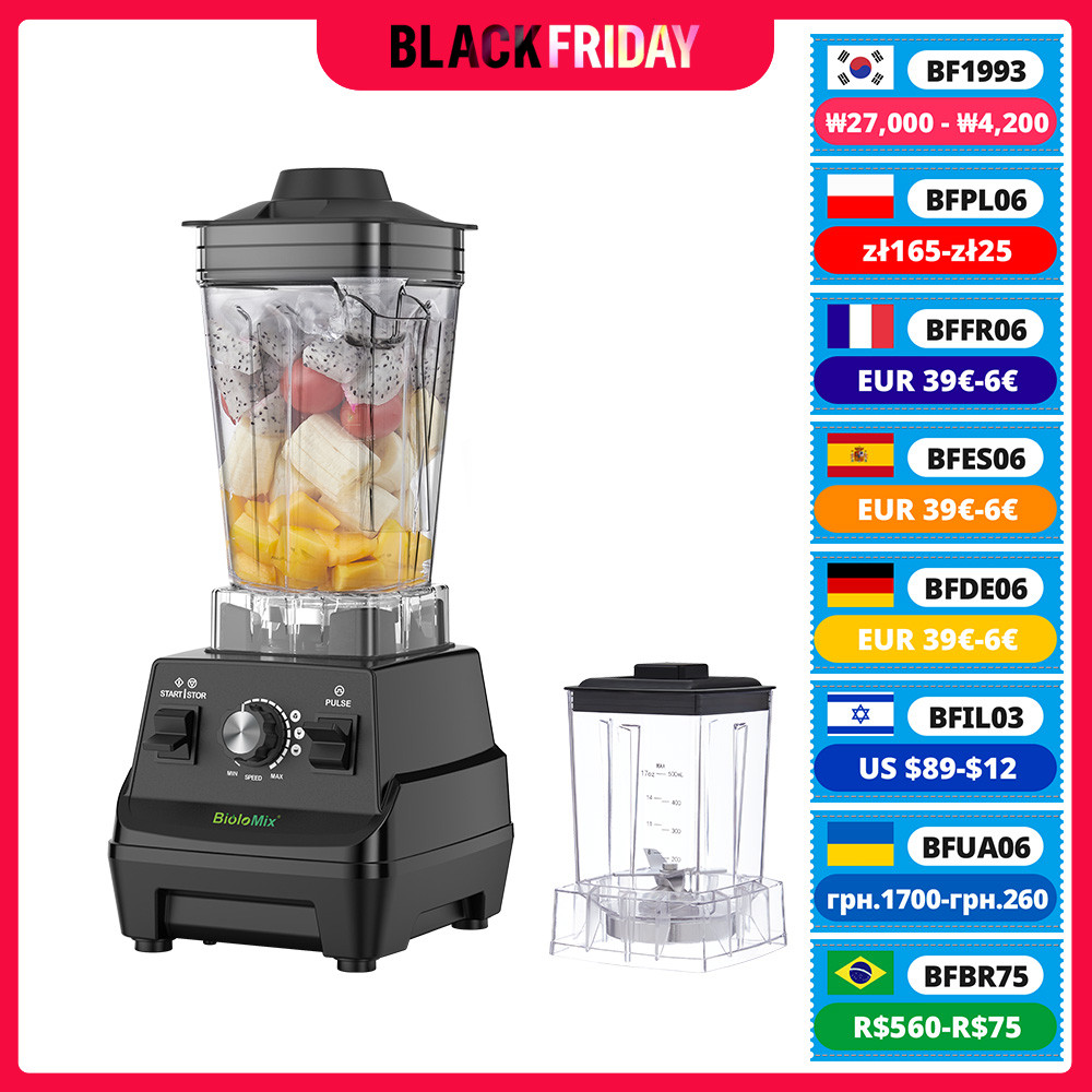 BioloMix Mini Pro 1800W High Power Smoothie Blender BPA Free 1.8L and 0.6L Dual Jar High Performance
