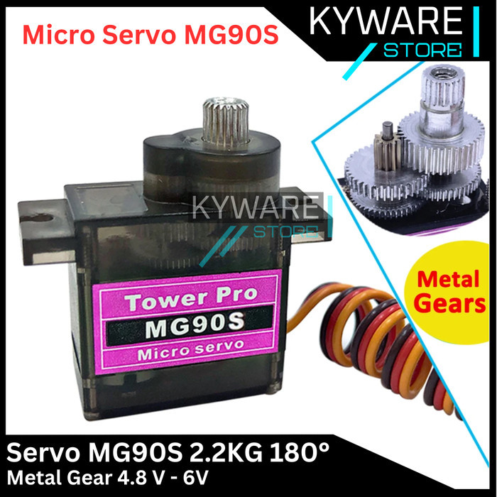 BYE99 Tower Pro Micro Servo Motor MG90S 180 Metal Gear 2.2KG MG 90S Kecil