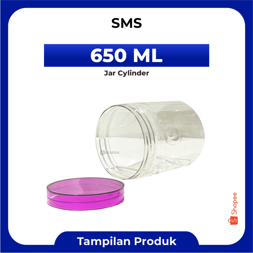 JAR CYLINDER 650 ML WARNA merk SMS Toples Tabung Plastik Bening Tranparan Kue Kering