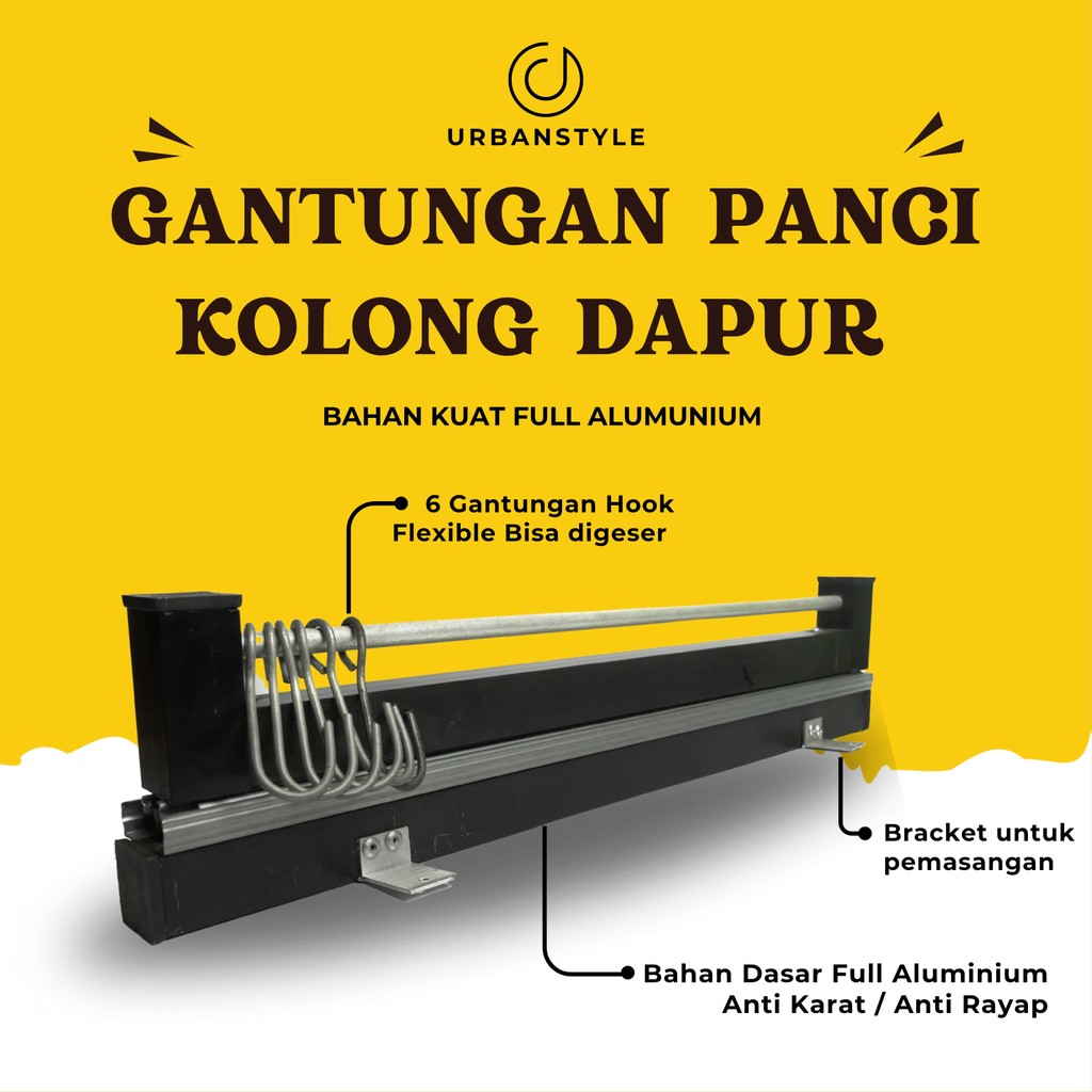 Gantungan Panci Rel Tarik Dorong (ORIGINAL)