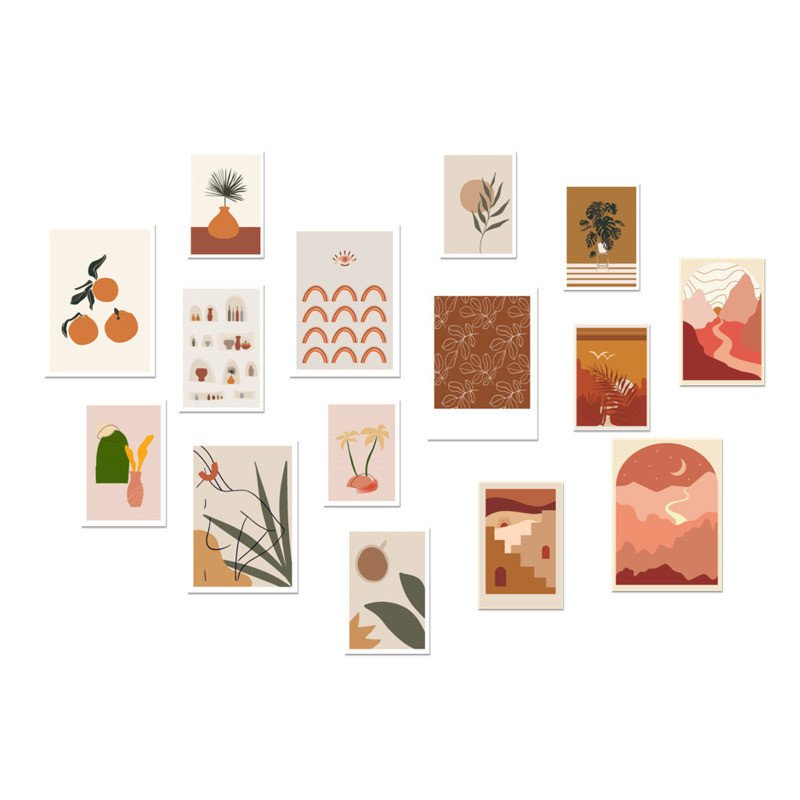 

15 Pcs Ins Style Decoration Cards Painting Graph Bedroom Wall Poster Creative Stationery Photo Props DIY Decorative Sticker Gift