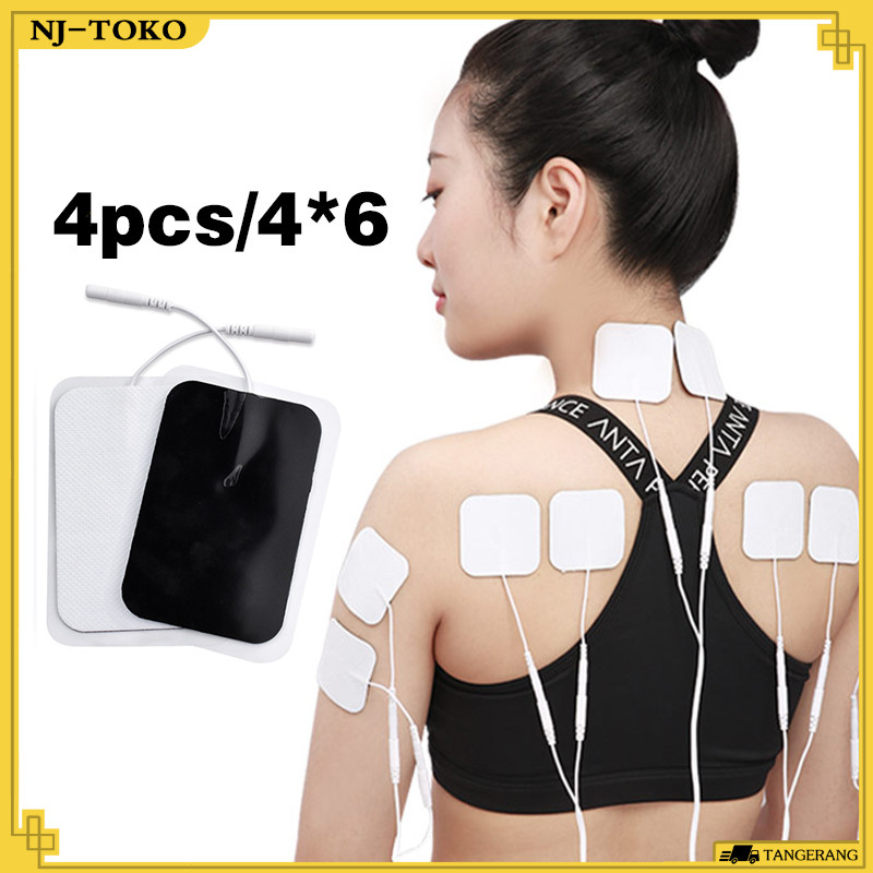 4 Buah Pad Tens Fisioterapi 2mm Plug Gel Pad Ems 4*6cm Elektroda Pad Tens