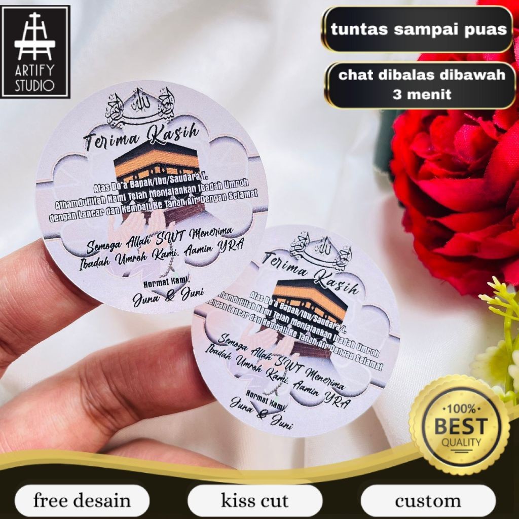 

Artify 2-4 Cetak Print Stiker Bulat Haji Umroh Sticker Label Custom Gift Hajj Murah Free Desain