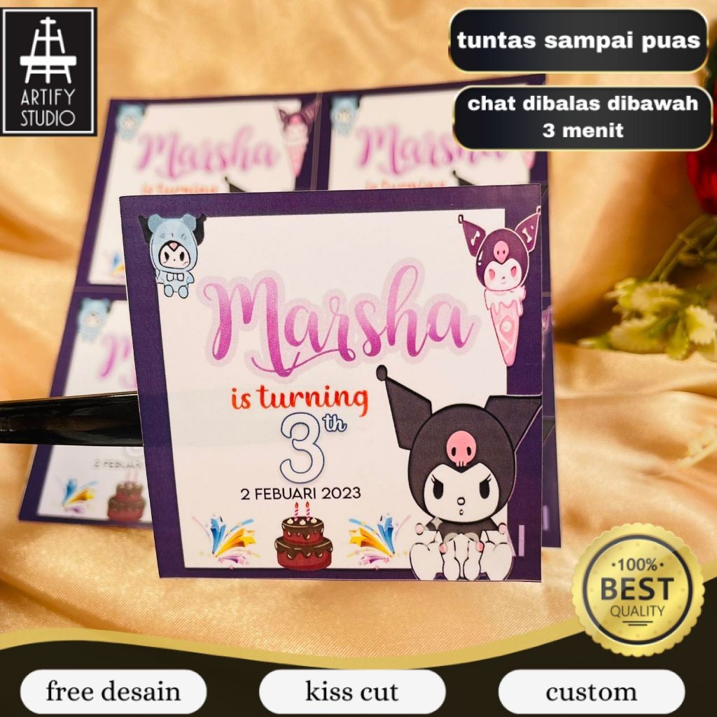 

Artify 2-4 Stiker Ultah Anak Ulang Tahun Label Bentuk Kotak Sticker Ulang Taun Uk.Kecil