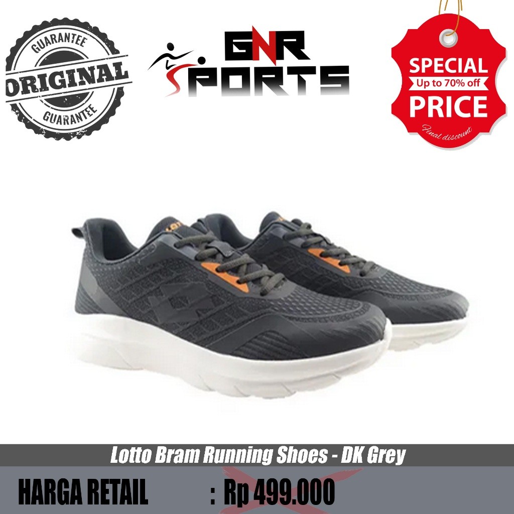 Sepatu Lari Lotto Bram Running Shoes - DK Grey Original 100%