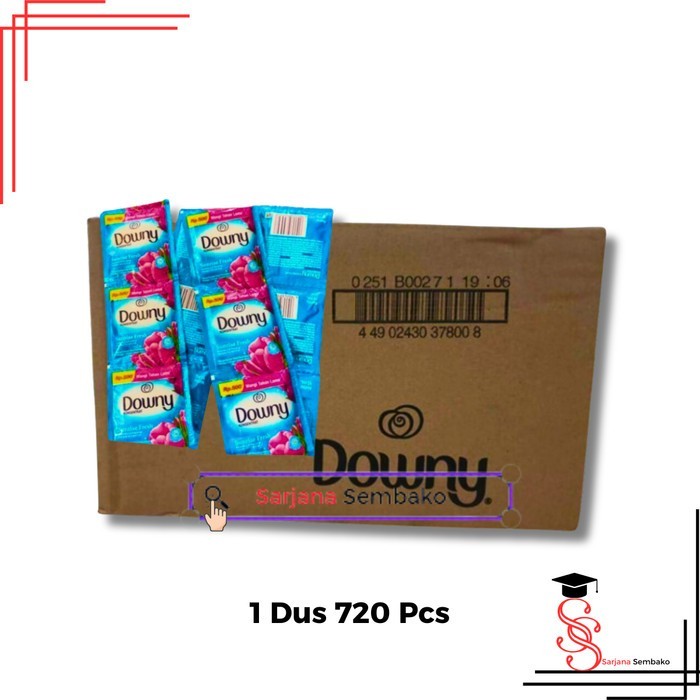 Downy 500 Biru Pewangi Pakaian 10 ML - 1 Dus 720 Sachet