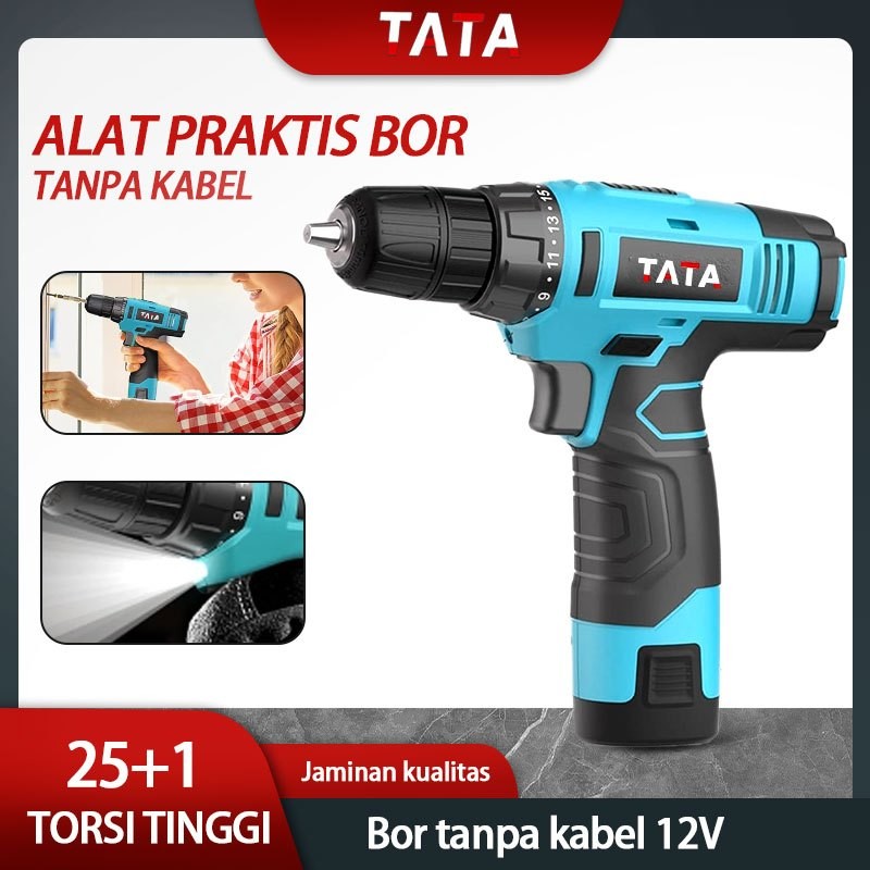 Promo Spesial 【COD】️ ️ TATA  Ready stock   Drill Battery Impact Drill  bisa bolak balik bor tembok b