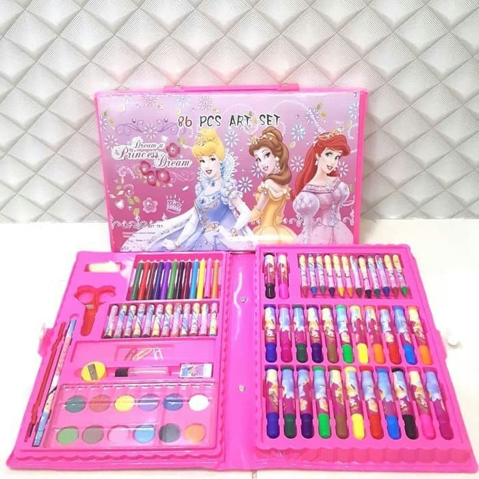 

[New Collection] Crayon Set Koper 86 in 1 Utk mewarnai atau kado Ultah Anak - Biru
