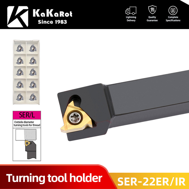 

KaKarot SER2020K22 SER2525M22 SER Lathe cutter 20mm Internal Threading Turning tool holder SEL SER2020 Carbide inserts CNC 22ER