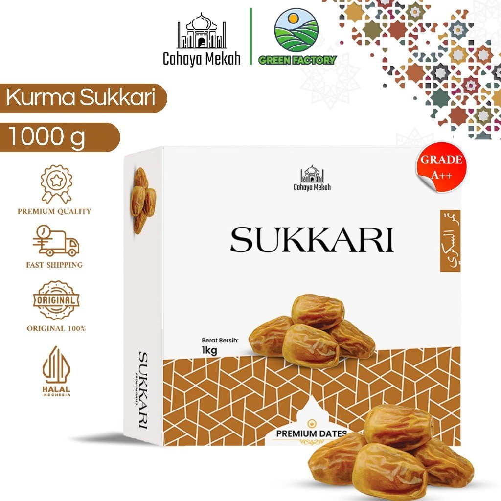 

Cahaya Mekah Kurma Sukkari Madinah 1 Kg Box Premium Original 100% Hampers